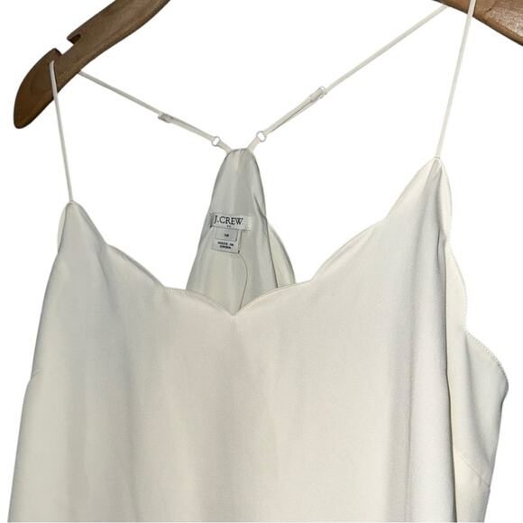 J. Crew Women’s 14 Cream Ivory Spaghetti Strap Scalloped Layering Cami Tank Top - Picture 3 of 7